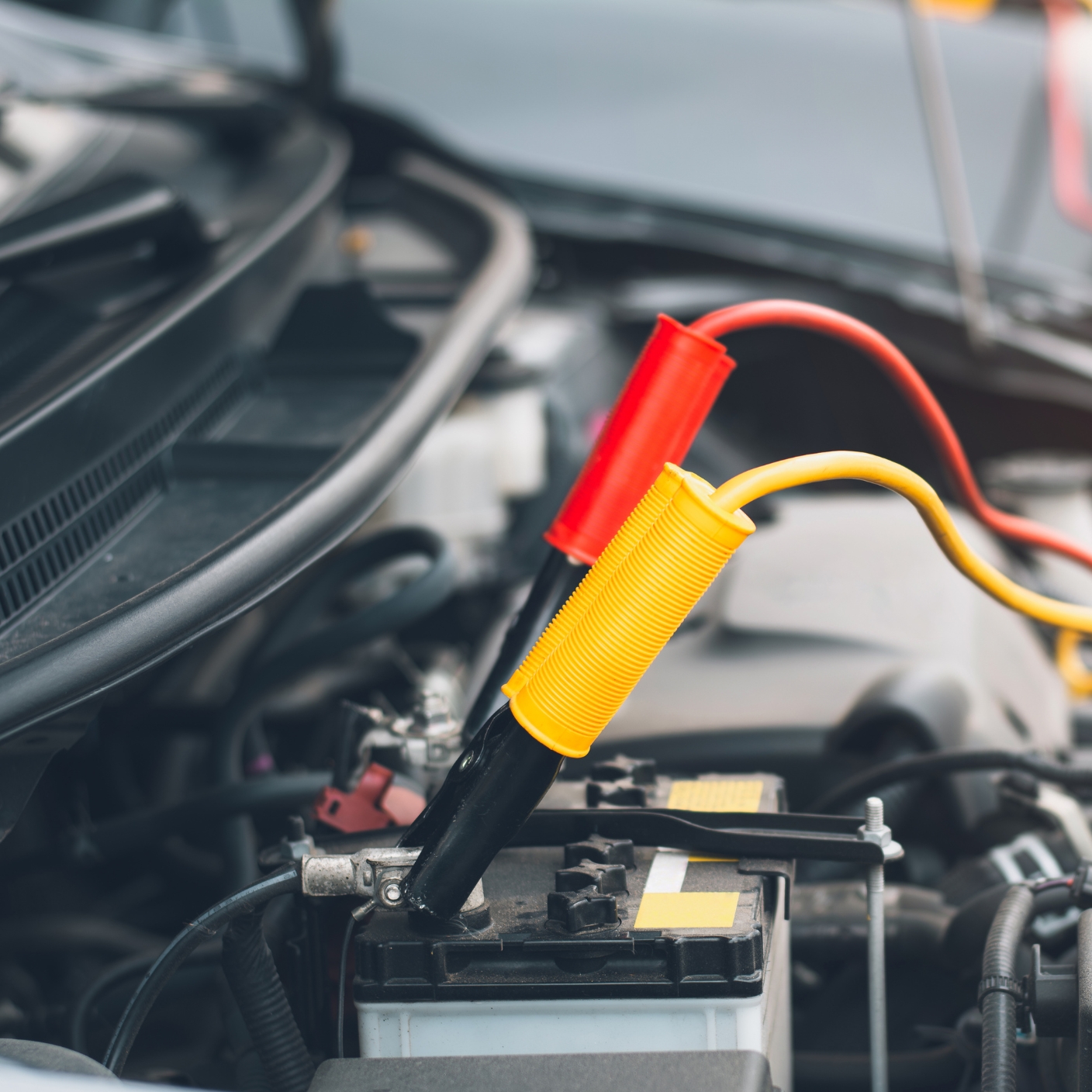 Dead battery with jumper cables