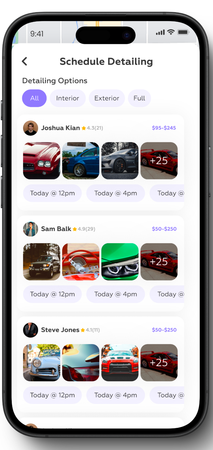 CruZen app provider listing for service selection